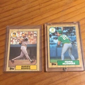 1987 topps baseball rookie cards mark mcguire and Barry Bond in mint condition